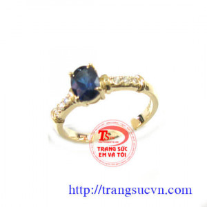 Nhẫn nữ vàng gắn đá quý Sapphire thiên nhiên dành cho phái đẹp, đeo hợp thời trang và quý phái