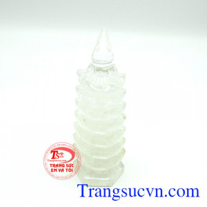 Tháp văn xương-thạch anh trắng 15cm
