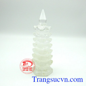 Tháp văn xương-thạch anh trắng 15cm