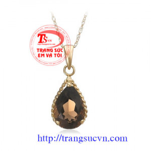 Bán Mặt dây vàng đá thạch anh khói bền đẹp, chất lượng Mặt dây vàng đá thạch anh khói bán toàn quốc 