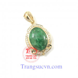 Mặt dây được chế tác trên chất liệu vàng tây 14k,Mặt dây xanh ngọc
