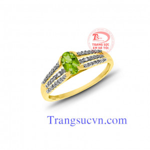 Nhẫn nữ vàng tây gắn đá Peridot thiên nhiên