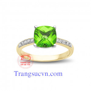 Nhẫn nữ vàng tây gắn đá Peridot thiên nhiên
