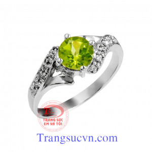 Nhẫn nữ vàng tây gắn đá Peridot thiên nhiên