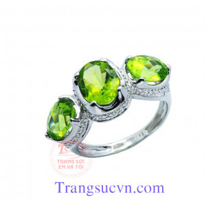Nhẫn nữ vàng tây gắn đá Peridot thiên nhiên