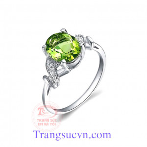 Nhẫn nữ vàng tây gắn đá Peridot thiên nhiên