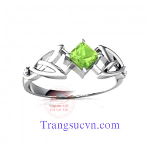 Nhẫn nữ vàng tây gắn đá Peridot thiên nhiên