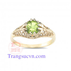 Nhẫn nữ vàng tây gắn đá Peridot thiên nhiên