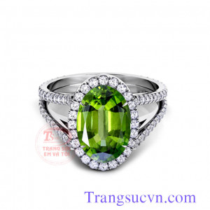 Nhẫn vàng trắng peridot
