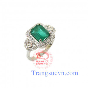 Nhẫn emerald nữ vàng tây