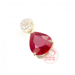 Mặt dây đá quý ruby giọt nước/facet