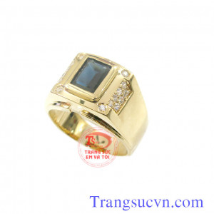 Nhẫn nam topaz chữ nhật-Facet