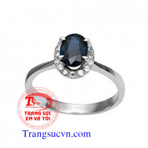 Nhẫn nữ đá quý sapphire xanh thiên nhiên