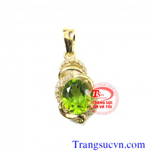 Mặt dây đá peridot vàng tây 10k