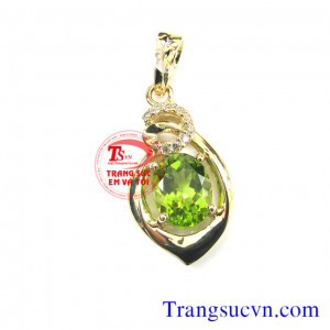 Mặt dây đá peridot vàng tây 10k