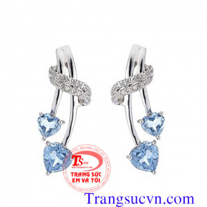 Bông tai topaz xanh vàng trắng