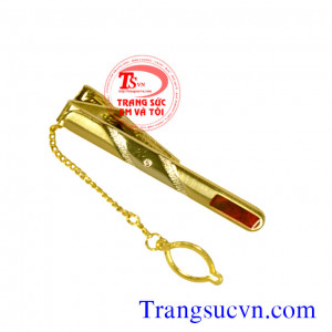 Kẹp caravat vàng tây đá quý 