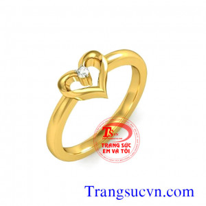 Nhẫn nữ vàng gắn Kim Cương thiên nhiên dành cho phái đẹp, đeo hợp thời trang và quý phái