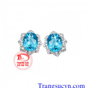 Hoa tai đá topaz sản phẩm hoa tai vàng đá topaz dạng nụ đá tinh tế hợp thời trang và quý phái, kiểu dáng sản phẩm đẹp