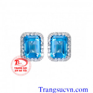 Hoa tai chữ nhật topaz 
