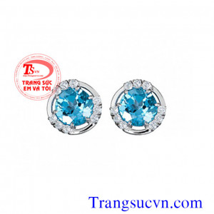 Bông tai tròn vàng trắng 