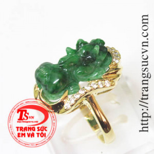 Nhẫn tỳ hưu vàng vàng 14k