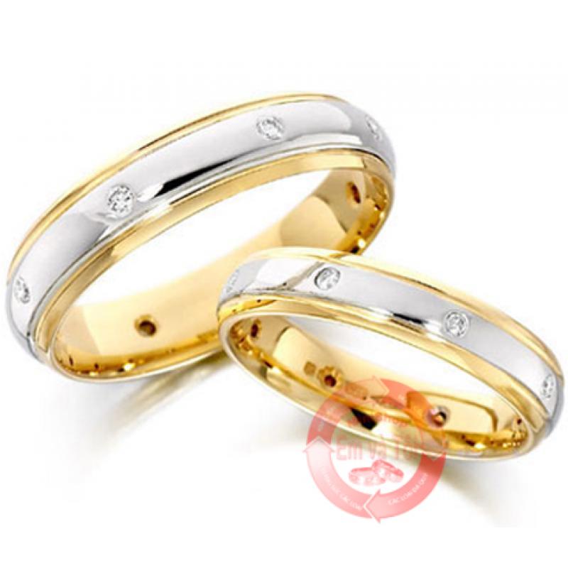 Nhẫn cưới vàng tây phong cách