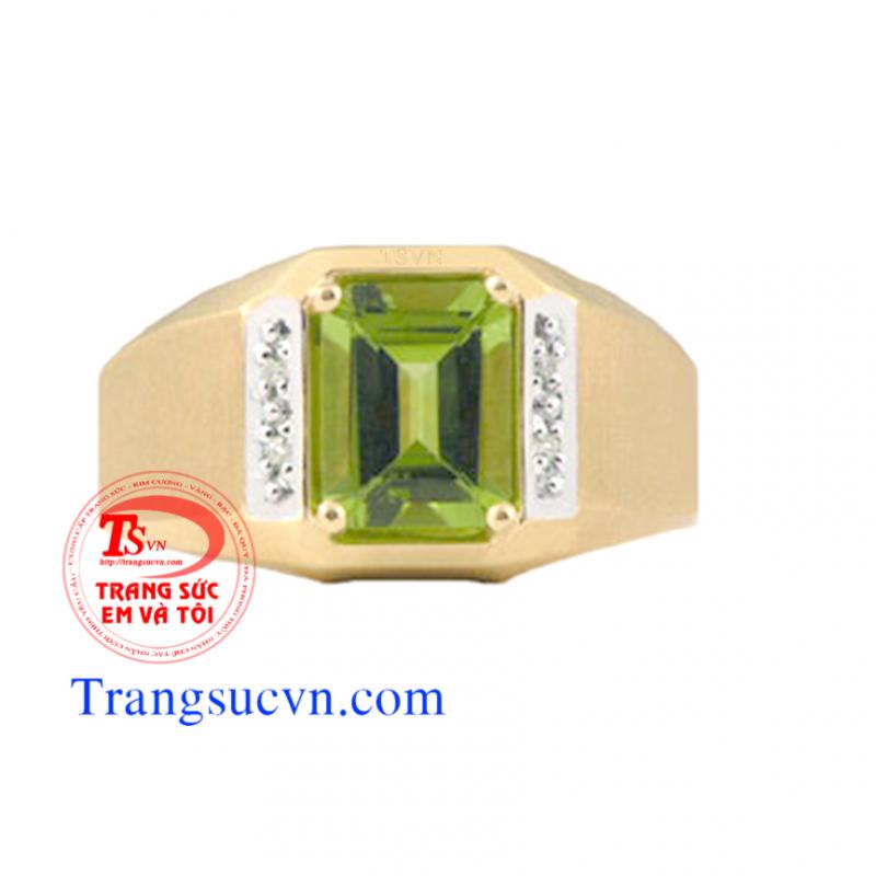 Nhẫn peridot chữ nhật