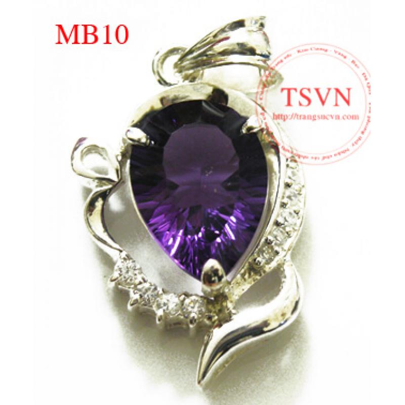 Mặt dây bạc 925 gắn đá quý thạch anh tím