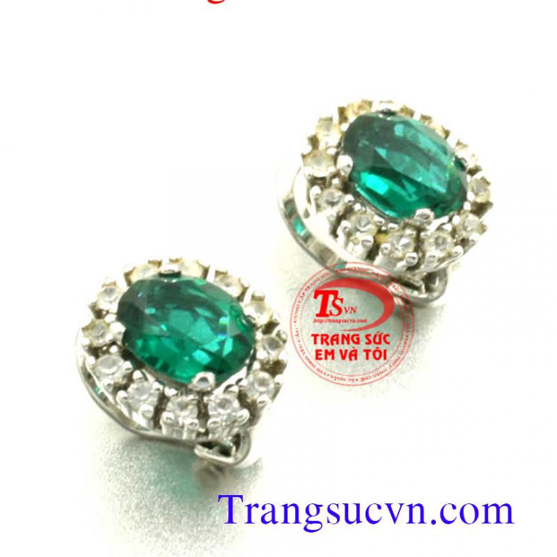 Hoa tai emerald oval