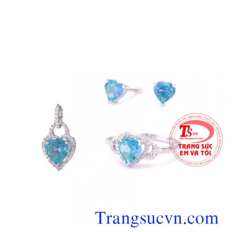 Bộ Nữ trang đá Topaz vàng tây 14k