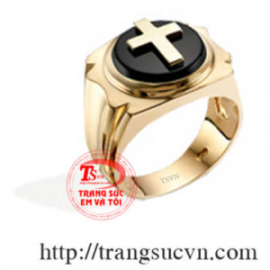 Nhẫn nam chạm hình chữ thập