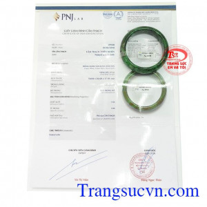 Giấy kiểm định Vòng ngọc tốt cho vận khí
