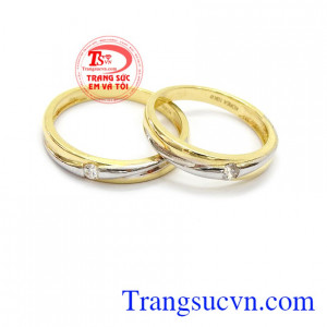 Cặp nhẫn cưới vàng dành cho cặp đôi tình yêu nhẫn cưới vàng tây đảm bảo chất lượng