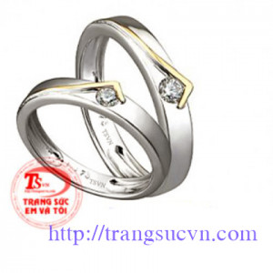 Cặp nhẫn cưới vàng tây