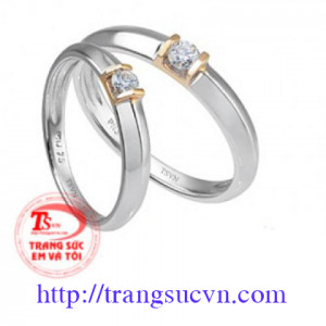 Nhẫn cưới vàng trắng kim cương