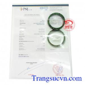 Giấy kiểm định Ngọc cẩm thạch vòng tay bản to