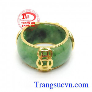 Nhẫn ngọc cẩm thạch bọc rồng 10k