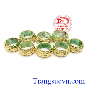 Nhẫn ngọc cẩm thạch bọc rồng 10k