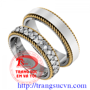 Đôi Nhẫn cưới kim cương thiên nhiên