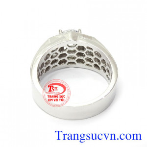 Nhẫn Nam Vàng Trắng May Mắn