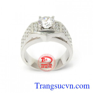 Nhẫn Nam Vàng Trắng May Mắn