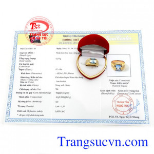 Nhẫn topaz thiên nhiên vàng 14k