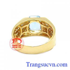 Nhẫn topaz thiên nhiên vàng 14k