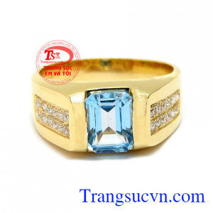 Nhẫn topaz thiên nhiên vàng 14k