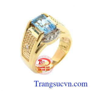 Nhẫn nam topaz vàng 14k