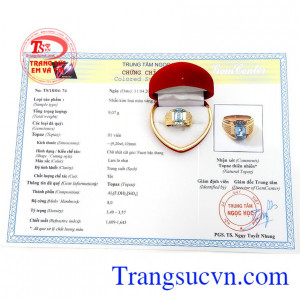 Nhẫn nam topaz vàng 14k