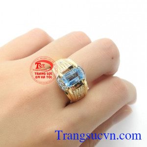Nhẫn nam topaz vàng 14k