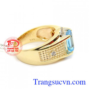 Nhẫn nam topaz vàng 14k