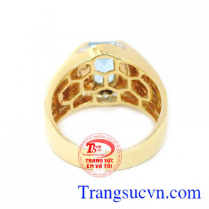 Nhẫn nam topaz vàng 14k